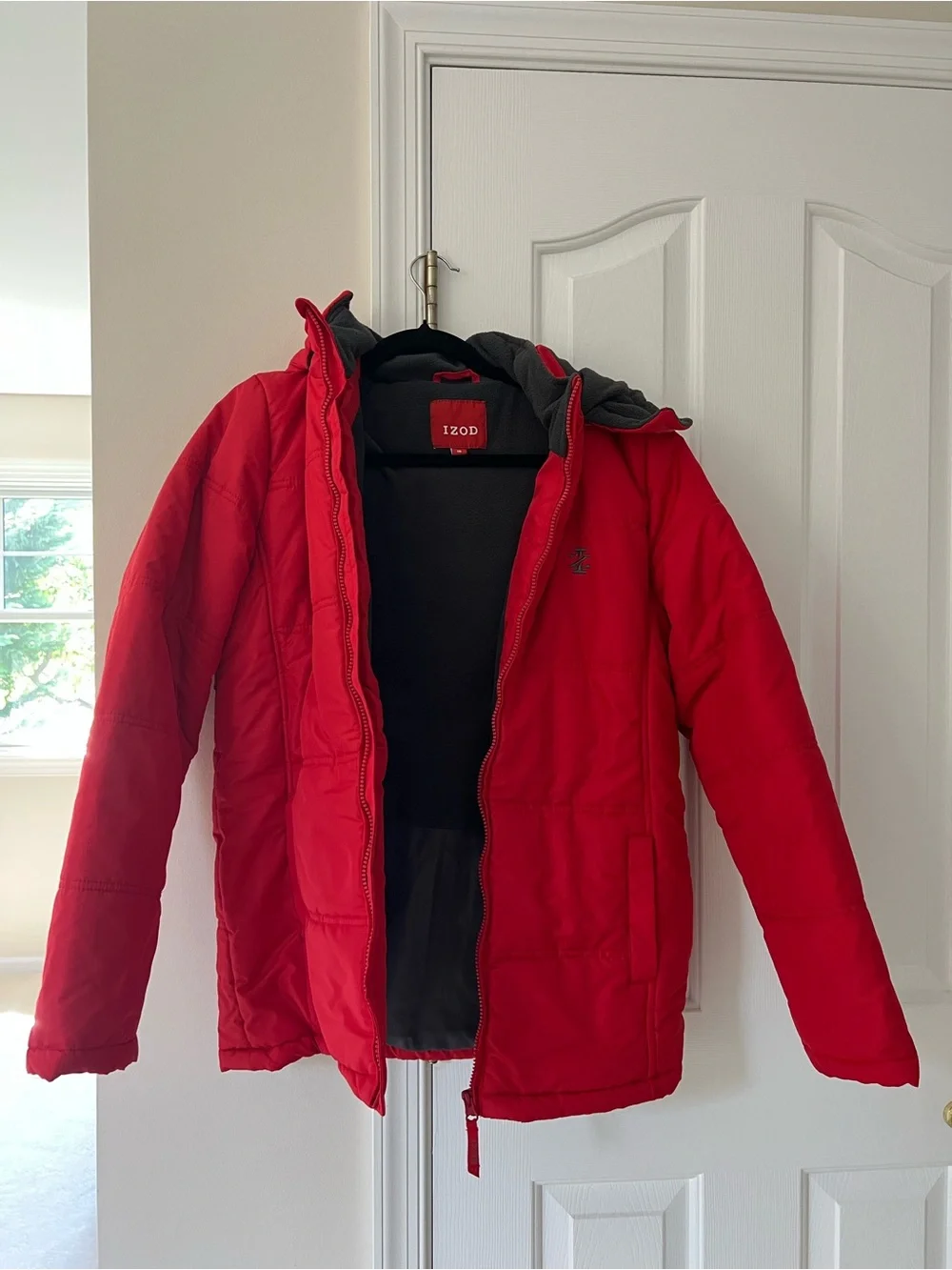 Izod Red Kids' Puffer Jacket with Hood Size 18